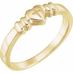 14K Yellow Heart & Cross Chastity Ring Size 7-R7027:144267:P-ST-WBC