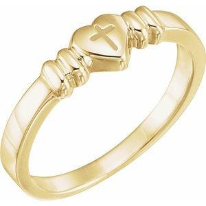 10K Yellow Heart & Cross Chastity Ring Size 8-R7027:144278:P-ST-WBC