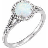 14K White Created Opal & 1/6 CTW Diamond Ring  -651300:70000:P-ST-WBC