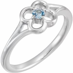 14K White Aquamarine Youth Flower Ring-71944:609:P-ST-WBC