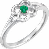 14K White Emerald Youth Flower Ring-71944:613:P-ST-WBC