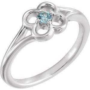 14K White Blue Zircon Youth Flower Ring-71944:623:P-ST-WBC