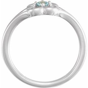 14K White Blue Zircon Youth Flower Ring-71944:623:P-ST-WBC