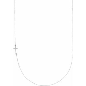 Platinum .04 CTW Diamond Off-Center Sideways Cross 16" Necklace  -86668:603:P-ST-WBC