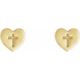 14K Yellow Heart & Cross Earrings-R17017:601:P-ST-WBC