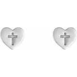 Platinum Heart & Cross Earrings-R17017:603:P-ST-WBC