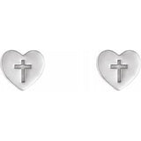 14K White Heart & Cross Earrings-R17017:600:P-ST-WBC