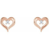 14K Rose 1/10 CTW Diamond Heart Stud Earrings  -86702:602:P-ST-WBC