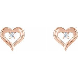 14K Rose 1/10 CTW Diamond Heart Stud Earrings  -86702:602:P-ST-WBC