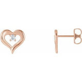 14K Rose 1/10 CTW Diamond Heart Stud Earrings  -86702:602:P-ST-WBC