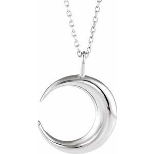 Sterling Silver Crescent Moon 16-18" Necklace -86693:604:P-ST-WBC