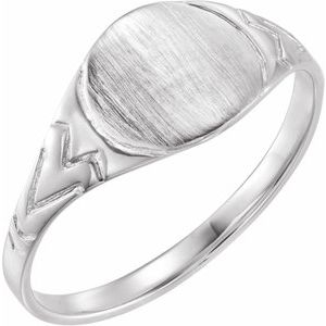 Sterling Silver 6 mm Round Youth Signet Ring-19311:102:P-ST-WBC