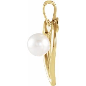 14K Yellow Akoya Cultured Pearl Heart Pendant -60751:209334:P-ST-WBC