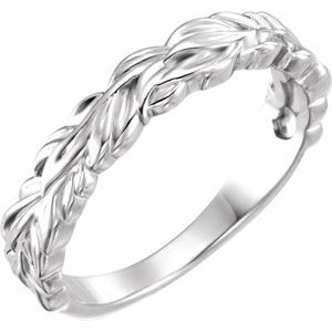 Sterling Silver Stackable Leaf Ring -51768:105:P-ST-WBC