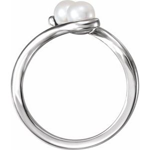 14K White Freshwater Cultured Pearl Two-Stone Ring  -6509:600:P-ST-WBC