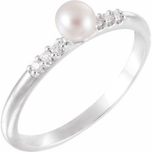 14K White Freshwater Cultured Pearl & .05 CTW Diamond Ring -6506:600:P-ST-WBC