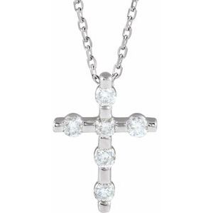 Platinum 1/5 CTW Diamond Cross 16-18" Necklace  -R42360:618:P-ST-WBC