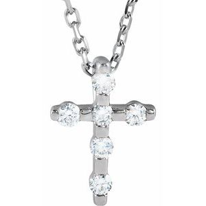 Platinum .08 CTW Diamond Cross 16-18" Necklace  -R42360:608:P-ST-WBC