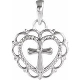 Platinum Youth Heart with Cross Pendant-R45398:104:P-ST-WBC