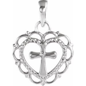 14K White Youth Heart with Cross Pendant-R45398:101:P-ST-WBC