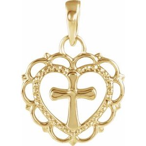 14K Yellow Youth Heart with Cross Pendant-R45398:102:P-ST-WBC