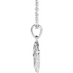 14K White Youth Heart with Cross 16-18" Necklace-R45398:600:P-ST-WBC