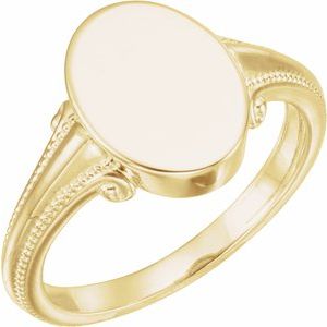 14K Yellow 13x9.65 mm Oval Signet Ring-51805:102:P-ST-WBC