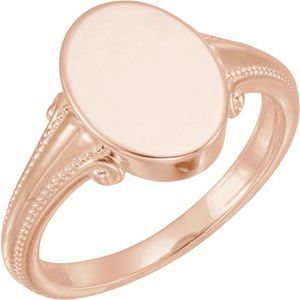 14K Rose 13x9.65 mm Oval Signet Ring-51805:103:P-ST-WBC
