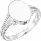 Sterling Silver 13x9.65 mm Oval Signet Ring-51805:105:P-ST-WBC