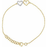 10K Yellow .07 CTW Diamond Double Heart 7" Bracelet-652690:60000:P-ST-WBC