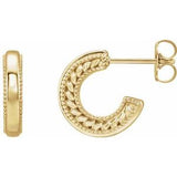 14K Yellow Floral-Inspired Milgrain Hoop Earrings  -86697:601:P-ST-WBC