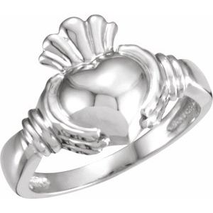 Platinum Claddagh Ring Size 11-50296:272426:P-ST-WBC