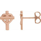 14K Rose Heart & Cross Earrings   -R17019:602:P-ST-WBC