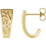 14K Yellow Vintage-Inspired J-Hoop Earrings   -86732:601:P-ST-WBC