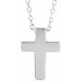 Platinum Petite Cross 16-18" Necklace-R45397:608:P-ST-WBC