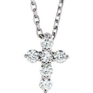 Platinum 1/6 CTW Diamond Cross 16-18" Necklace  -R42359:608:P-ST-WBC