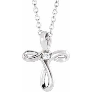 Platinum .015 CTW Diamond Cross 16-18" Necklace -R42365:608:P-ST-WBC