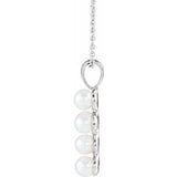 Platinum Freshwater Cultured Pearl Cross 16-18" Necklace  -R42366:608:P-ST-WBC