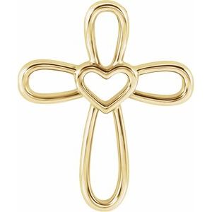 14K Yellow Cross with Heart Pendant -R42367:102:P-ST-WBC