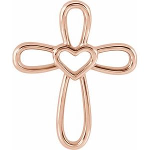 14K Rose Cross with Heart Pendant -R42367:103:P-ST-WBC