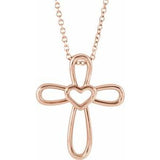 14K White Cross with Heart 16-18" Necklace -R42367:600:P-ST-WBC