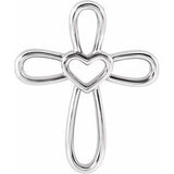 14K White Cross with Heart Pendant -R42367:101:P-ST-WBC