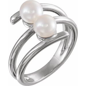 14K White Freshwater Cultured Pearl Ring  -6512:600:P-ST-WBC