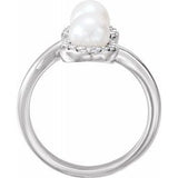 14K White Freshwater Cultured Pearl & 1/6 CTW Diamond Ring  -6515:600:P-ST-WBC