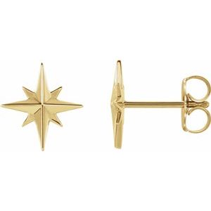 14K Yellow Star Earrings   -86757:601:P-ST-WBC