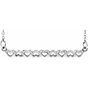 Platinum Heart Bar 16-18" Necklace  -86769:603:P-ST-WBC