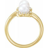 14K Yellow Freshwater Cultured Pearl & 1/6 CTW Diamond Ring  -6515:601:P-ST-WBC