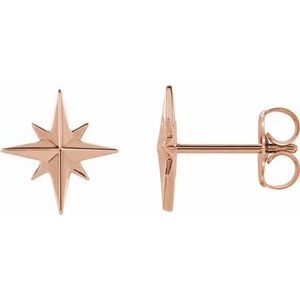 14K Rose Star Earrings   -86757:602:P-ST-WBC