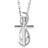 Platinum Cross 16-18" Necklace  -R42371:609:P-ST-WBC