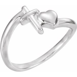 Sterling Silver Cross & Heart Chastity Ring-R16678:100060:P-ST-WBC